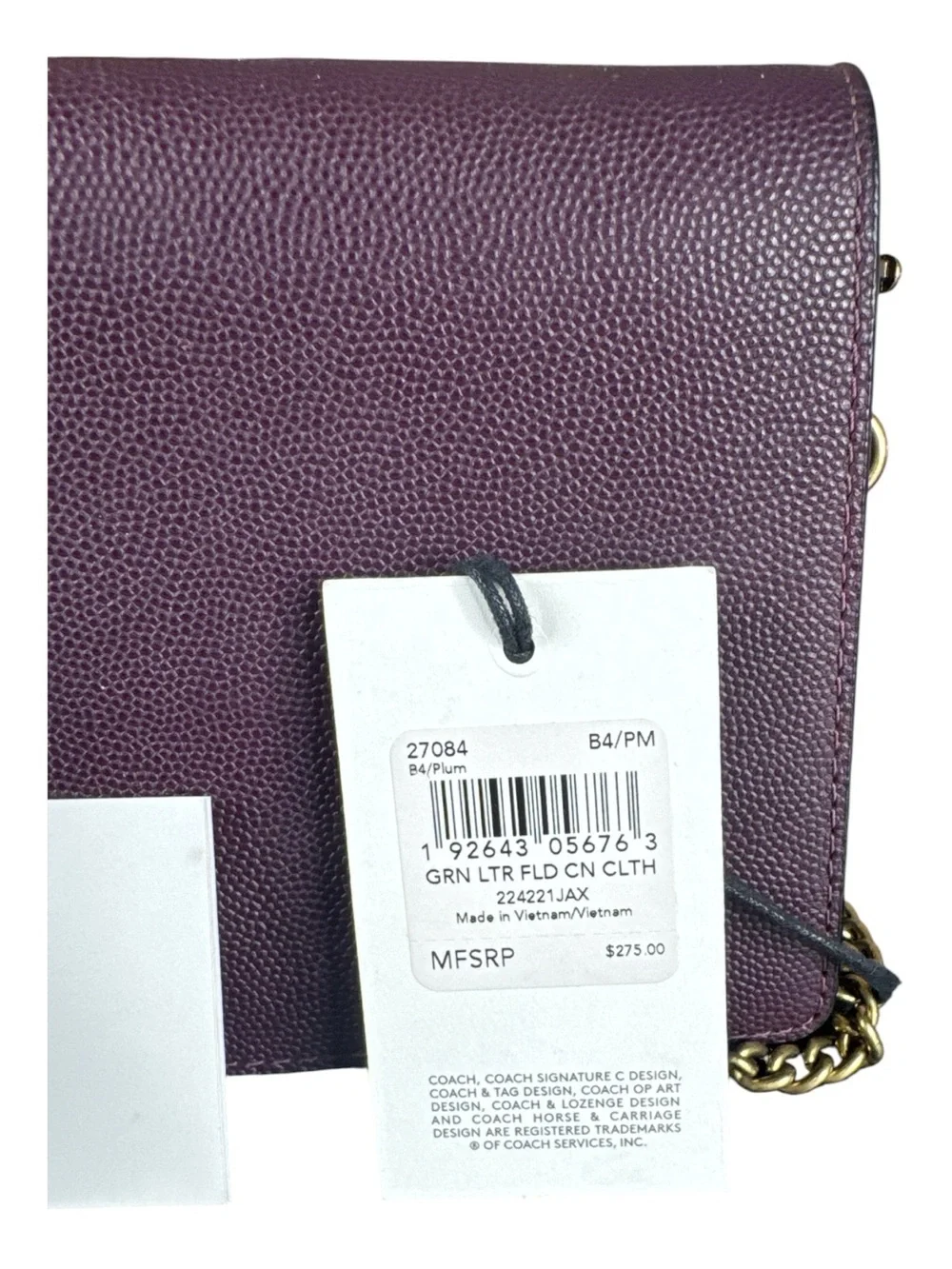 COACH Callie Foldover Chain Clutch/Crossbody/Wallet